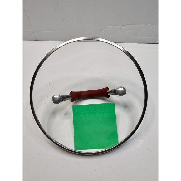 Glass Pot Lid With Red Handle 7" Inner Lip 7.5" Outer Edge - Picture 5 of 5